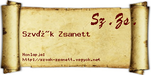 Szvák Zsanett névjegykártya